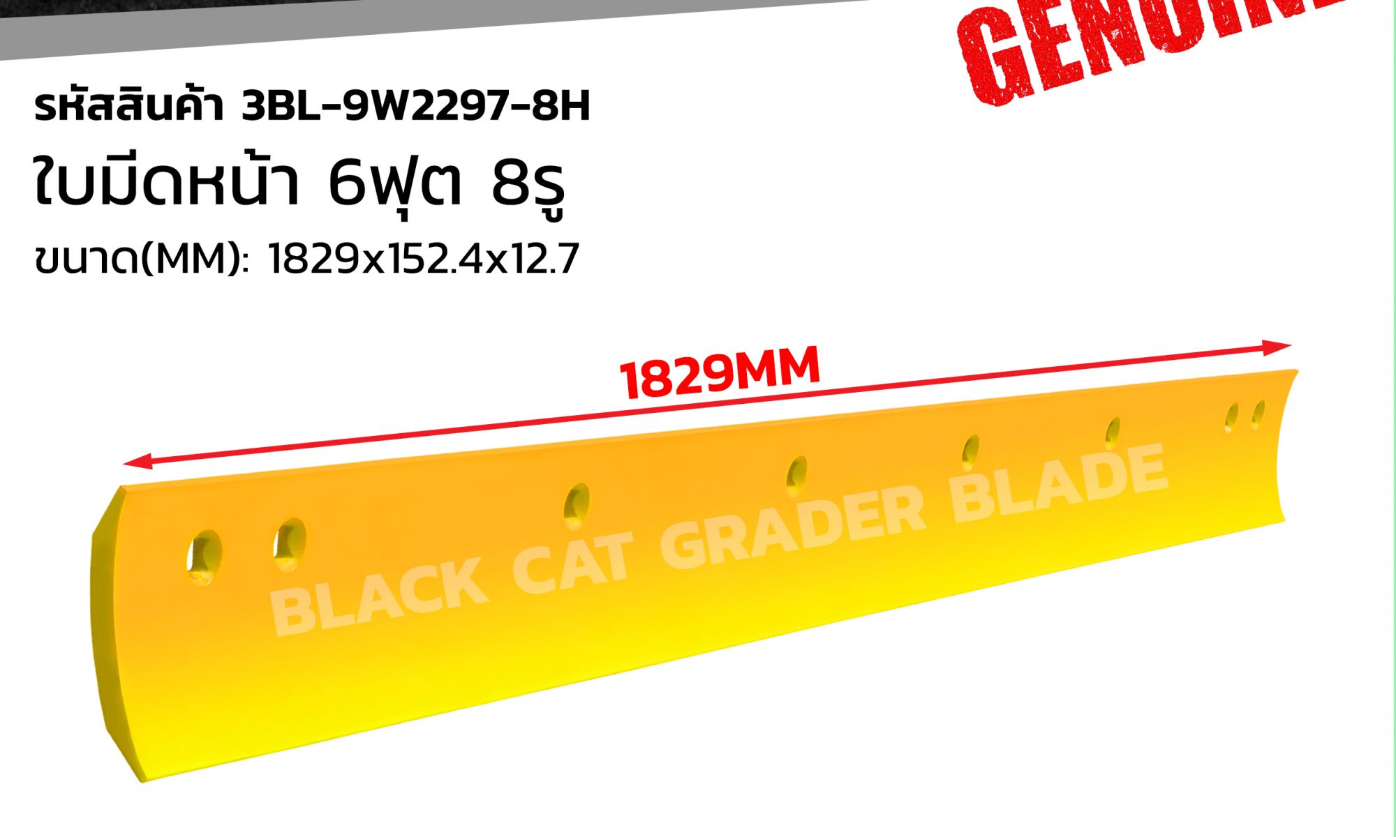 3BL-9W2297-8H ใบมีดดันหน้า 6ฟุต (1829มิล) 8รู แบล็คแคท